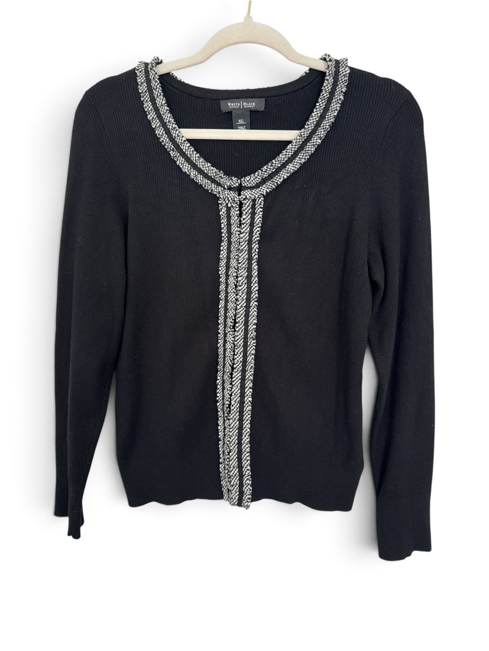 White House Black Market Black Fitted Cardigan Sweater – Size XL